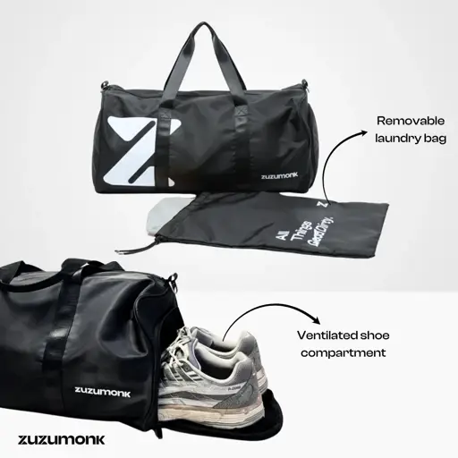 Zuzumonk Gym Bag 33L Jet Black - Thumbnail 3
