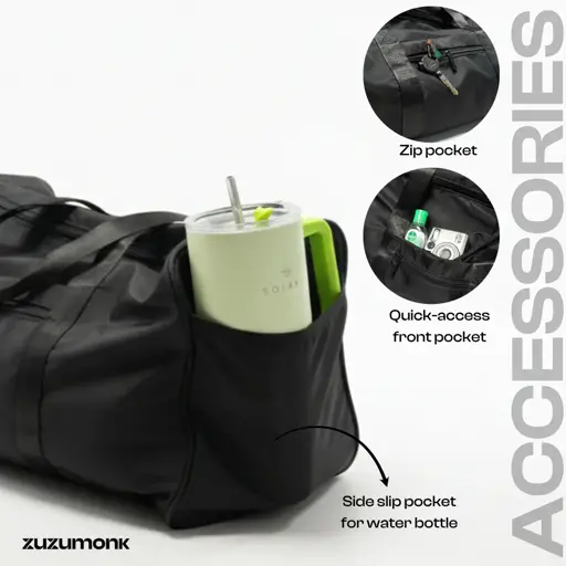 Zuzumonk Gym Bag 33L Jet Black - Thumbnail 4